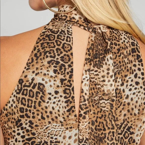 New Guess Marciano Animal leopard Halter Neck Tie Bow M - Picture 4 of 6